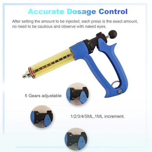2-Piece 50ml Semi-Automatic Livestock Syringe,Luer-Lock Cattle Vaccine Gun - size: 2-Piece 50ML Blue