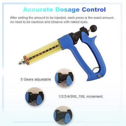 2-Piece 50ml Semi-Automatic Livestock Syringe,Luer-Lock Cattle Vaccine Gun - size: 2-Piece 50ML Blue