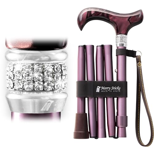 Merry Sticks Rhinestone Foldable Walking Cane for Women Men, Royal Burgundy - color: Royal Burgundy, size: Classic Grip