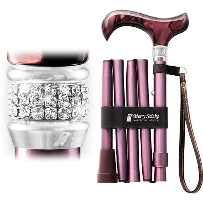 Merry Sticks Rhinestone Foldable Walking Cane for Women Men, Royal Burgundy - color: Royal Burgundy, size: Classic Grip