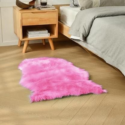 duduta Hot Pink Faux Sheepskin Rug 2x3 ft, Fluffy Fur Seat Chair Covers - color: Hot Pink, size: 2' x 3'