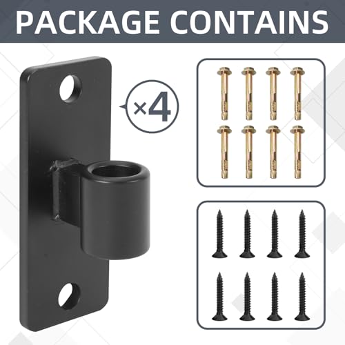 Gate Hinges, 4 Pack Steel Wall Mount Gate Hinge Fit 5/8'' Pin Fence Post Hinge, Heavy Duty Gate Hinges for Wooden or Concrete Farm Gate and Fence Gate(Screws Included) - color: Black-4 Packs