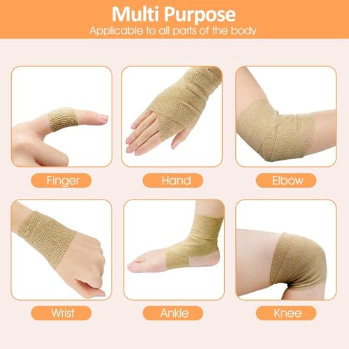 BIRDDIE 39 Packs 1"/2"/3" Skin Tone Self Adherent Bandage Wrap - color: Skin Bandage-39