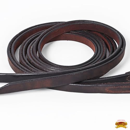 HILASON Western Genuine Leather Horse Split Reins | Riding-Reins Reining-Reins Heavy-Duty-Rein - color: Dark Brown 1, size: 5/8in X 7ft