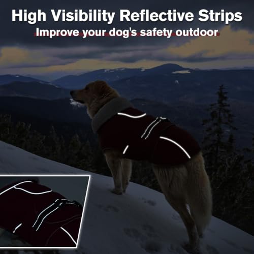 Lelepet Dog Coat Waterproof Dog Jacket Fleece Vest with Adjustable Buckle - color: Wine Red, size: S