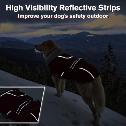 Lelepet Dog Coat Waterproof Dog Jacket Fleece Vest with Adjustable Buckle - color: Wine Red, size: S