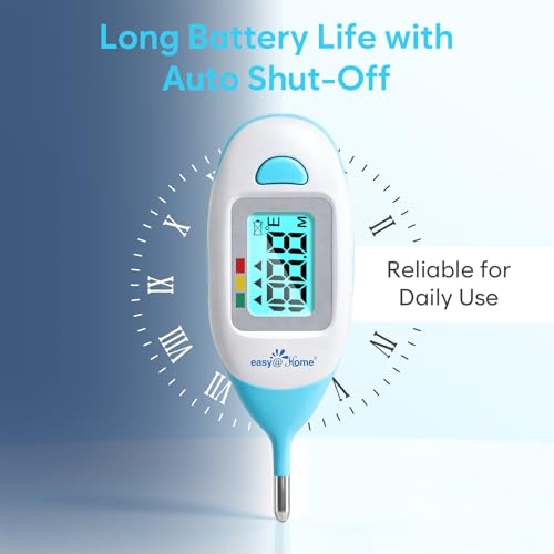 Easy@Home Baby Rectal Thermometer with Fever Indicator, Clear LCD Display for Fast Readings, Soft Flexible Tip for Infant & Newborn Use – EMT-027