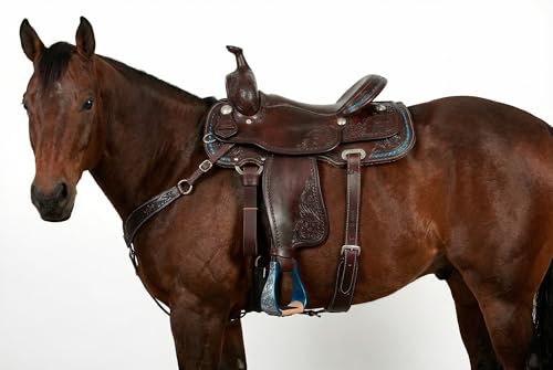 CHALLENGER Horse Western 5" Wide Turquoise Engraved Aluminum Rubber Tread Show Stirrups 5176TR