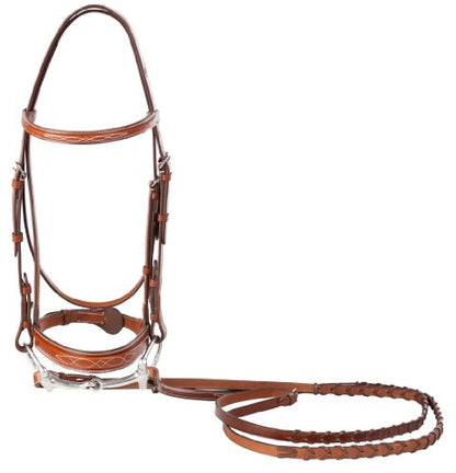 Huntley Equestrian Fancy Stitched Sedgwick Leather English Bridle and Reins - color: Conker, size: Cob