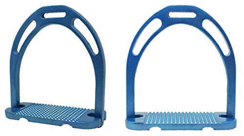 CHALLENGER Horse Saddle Stirrups English Lightweight Aluminum 51114 - color: Sea Blue