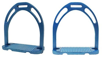 CHALLENGER Horse Saddle Stirrups English Lightweight Aluminum 51114 - color: Sea Blue