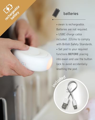 Sweet Dreamers, Rechargeable Ewan Deluxe, Gray | Baby & Toddler White Noise Sound Machine | Cry Sensor & Nightlight | 10 Soothing Sounds | Continuous or Timer Playback | Machine Washable - color: Gray