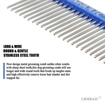 Metal Dog Grooming Combs Shedding Tangles,Knots,Mats.(7.5inches) - color: royalblue, size: Medium