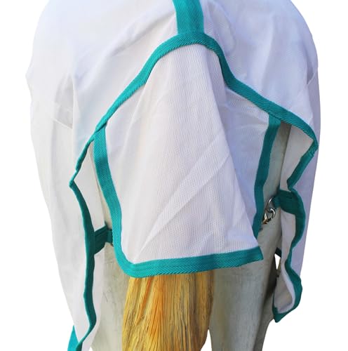 Challenger Horse Airflow Mesh Summer Light Fly Sheet Teal 7333 - color: White Teal, size: 80 inches