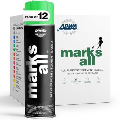 Fox Valley 17oz Marks All Solvent-Based Paint 12-Pack, Green Fluorescent - color: Green Fluorescent