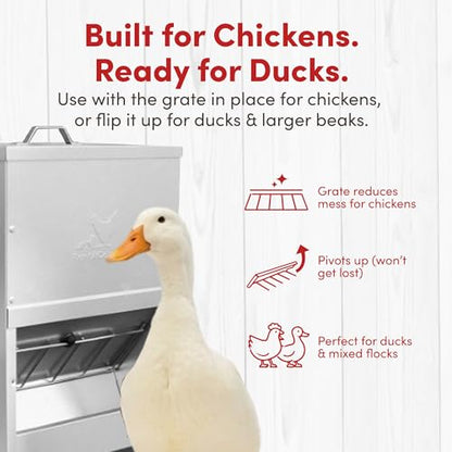 RentACoop Metal Trough Feeder, Gravity-fed 10lb Chicken Feeder - size: 10LB Capacity
