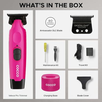 Cocco Hyper Veloce Pro Trimmer, Digital Gap Graphene Blade Edger - color: Pink