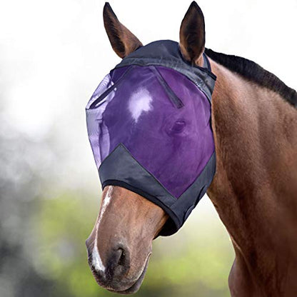 Harrison Howard CareMaster Horse Fly Mask Standard Black/Purple Retro Medium Cob - color: Black/Purple, size: Cob (Medium)