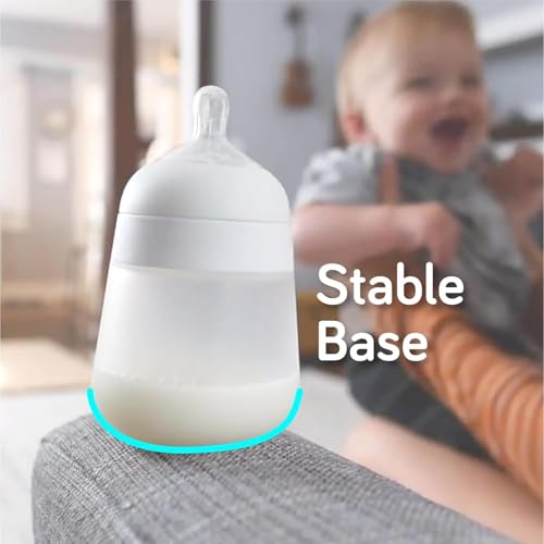 Nanobebe Flexy Silicone Baby Bottle, Anti-Colic, Natural Feel, Non-Collapsing Nipple, Non-Tip Stable Base, Easy to Clean 2-Pack, Grey, 9oz - color: Grey, style: 9 Ounce 2-Pack