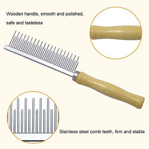 Wooden Handle Grooming Comb for Dogs Cats Pet（Multitooth） - color: Long & Short Teeth Comb