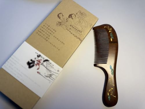 Handmade wooden hair comb, natural sandalwood comb, anti-static wooden combs, with sandalwood fragrance, good for hair growth, suitable for ladies and girls. (handle comb) - color: handle comb