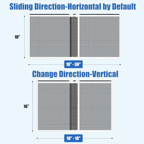 6 Pack Expandable Window Screen, 2 Way Sliding Adjustable Window Screen, Horizontal (10" H x 16" - 30" W), Horizontal and Vertical Adjustable, Durable Replacement Screen for Window, Window Screen Mesh - size: 10"H x 16"-30"W