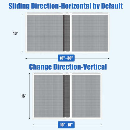6 Pack Expandable Window Screen, 2 Way Sliding Adjustable Window Screen, Horizontal (10" H x 16" - 30" W), Horizontal and Vertical Adjustable, Durable Replacement Screen for Window, Window Screen Mesh - size: 10"H x 16"-30"W