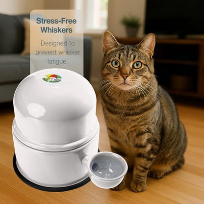 Pet Water Dispenser for Dogs and Cats, 47.3 oz – Gravity-Fed Aluminum Water Bowl, Prevents Wet Fur, Provides Continuous Fresh Water, Electrostatic Coated Finish, (White) - color: White