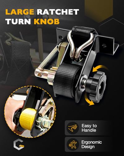 Ladder Rack Ratchet Straps with J-Hook (Pair), 1.4" Black Square Tube Mount - color: Black (2 pcs), size: Black Square Tube
