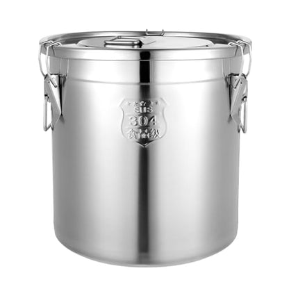 304 Stainless Steel Airtight Container 33L Large Metal Storage Bucket with Lid, Rice Dispenser 50 Lbs Capacity Dog Food Storage Container 60 Pound Leak-Proof Milk Can for Kitchen Pantry & Pet Food