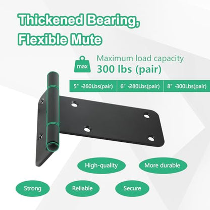 6-inch Gate Hinges,280Lbs Capacity,Matte Black,2 Pack Heavy Duty Door Hinge - size: 6“-2 pcs-Matte Black