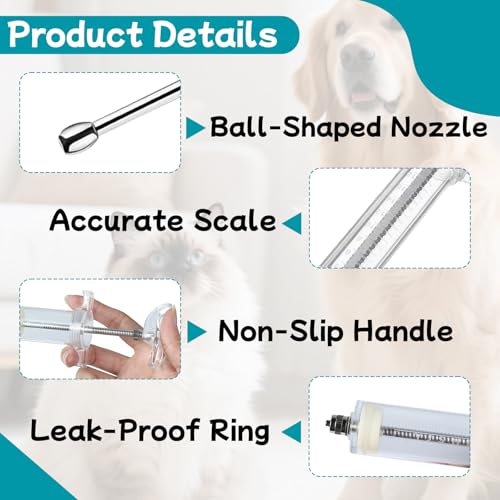 3 Pcs Reusable Drench Gun Syringe, 20ml/50ml/100ml, for Pet & Livestock