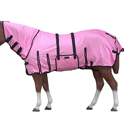 HILASON Horse Fly Sheet UV Protect Breathable Mesh 69 in Pink - color: Pink W/ Black Piping, size: 69 In
