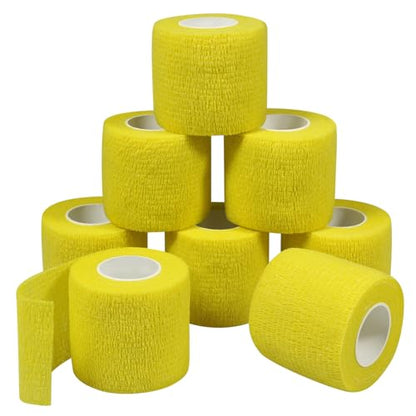 Self Adhesive Bandage Wrap Elastic Athletic Tape 8PCS 2 in X 14.7 ft Yellow - color: Yellow 8pcs