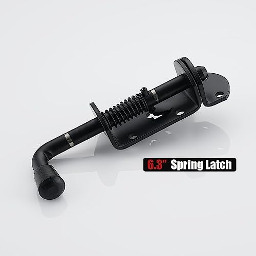 JQK Spring Loaded Barrel Bolt Latch, Heavy Duty 304 Stainless Steel Thickened 3mm Door Lock, 6.3 Inch Black, HSB410-BK-P2 - color: Black, size: 6.3Inch - 2Pack