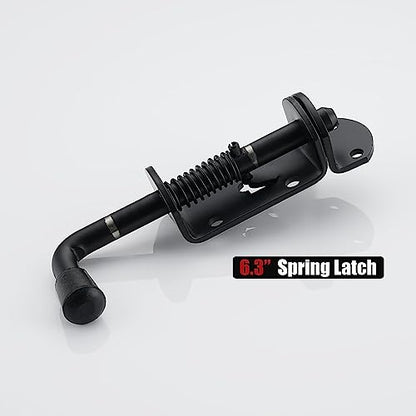 JQK Spring Loaded Barrel Bolt Latch, Heavy Duty 304 Stainless Steel Thickened 3mm Door Lock, 6.3 Inch Black, HSB410-BK-P2 - color: Black, size: 6.3Inch - 2Pack