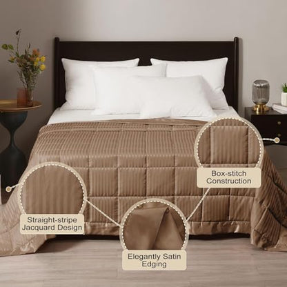 downluxe Weighted Blanket King Size, 18 lb Weighted Blanket with Glass Beads for All Season, Machine Washable Heavy Blanket (Brown, 90 X 108 Inch) - color: Brown, size: Weighted King,18lb