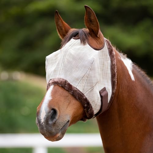 Kensington UV Fly Mask with Fleece Trim - Protective Mask with Dual Ear Opening & Forelock Freedom - Large, Desert Sand - color: 500 - Desert Sand