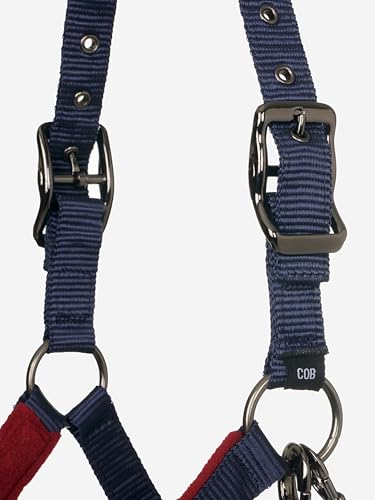 LeMieux Vogue Fleece Headcollar - Halter & Leadrope - Extra Padding, Adjustable at Curb and Poll Strap - color: Burgundy / Navy, size: cob