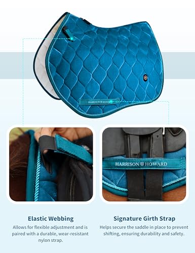 Harrison Howard Close Contact Horse Saddle Pad for Jumping, w/Velvet Hue - color: Star Command Blue