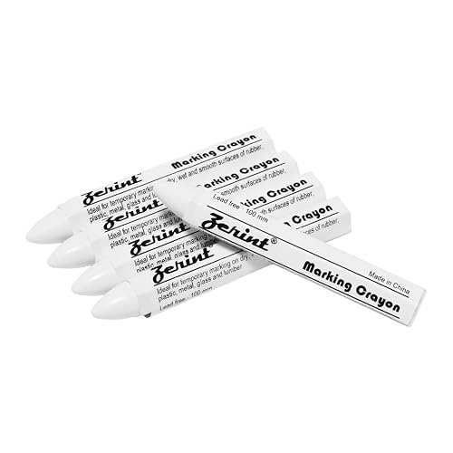 Industrial Wax Marking Crayons - White (5-Pack) for Tires, Metal, Wood, Glass & Plastic - 100mm Long-Lasting Crayons, High Visibility & Scratch Resistant(HT-921W) - color: White