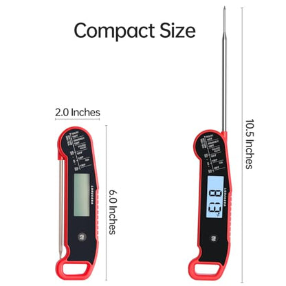Lonicera Instant-Read Meat Thermometer, 1-Second, ±0.5°F Accuracy, Red - color: RED