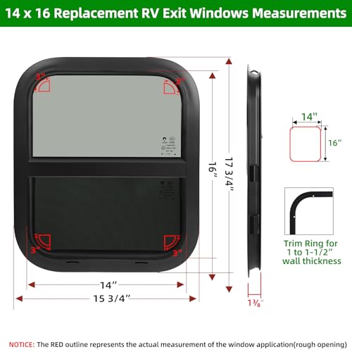 14"W x 16"H RV Windows for Cargo Trailer Camper,Tinted Vertical Sliding - size: 14"W x 16"H