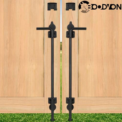 24 Inch Cane Bolt Gate Drop Rod Heavy Duty Gate Hardware, Gate Ground Latch for Wooden Fences, Metal Gates Doors Stopper for Gate Ground, Wrought Iron Gate Latches, Black Finish(1 Pack) - size: 24 Inch