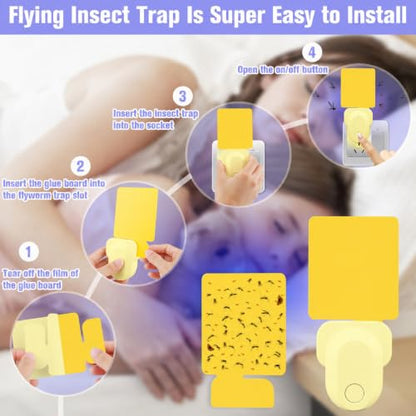 Flying Insect Trap Plug-in, Indoor Mosquito & Gnat Killer - color: yellow, size: 2 devices + 10 refills