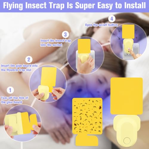 Flying Insect Trap Plug-in, Indoor Mosquito & Gnat Killer - color: yellow, size: 1 device + 5 refills