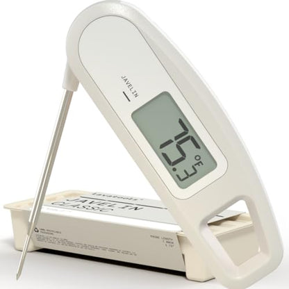 Lavatools Javelin® Ultra-Fast 3-Second Digital Instant Read Meat Thermometer for Grill and Cooking, 2.75" Probe, Compact Foldable Design, Large Display, IP65 Water Resistant, NSF Certified – Milk - color: Milk