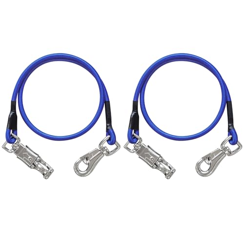 2 Pack Bungee Horse Trailer Ties, 36 Inch Long - color: Blue