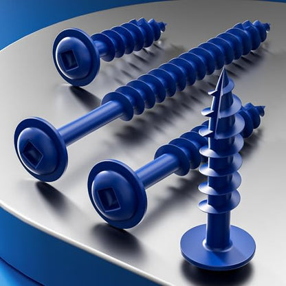 Wensilon (Blue) Pocket Hole Screws # 8 * 2" 90pcs 1lbs Square Hole Wood Screws and Round Head Square Hole self Tapping Screws are Suitable for Wooden use.150MM,60MM Drive bit Included. - color: Blue, size: 8*2"