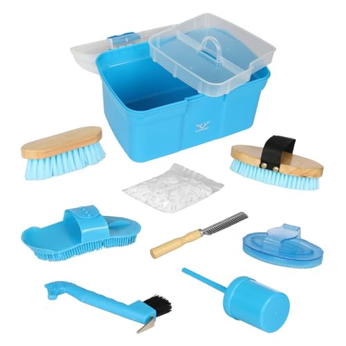 TuffRider Ultimate Groom Box Kit 8 Pieces-Blue - color: Blue